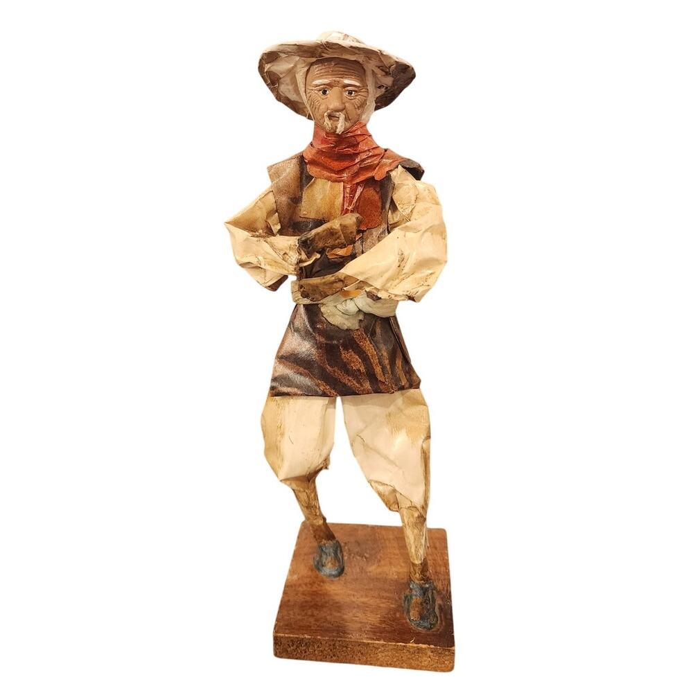 Vintage Handmade Mexican Folk Art Paper Mache Musician Figurine 10" - As Is